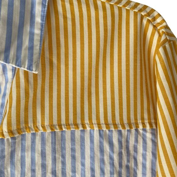 Azura Stripe Set Yellow Blue White Shorts Button Down Shirt size medium - Picture 6 of 12